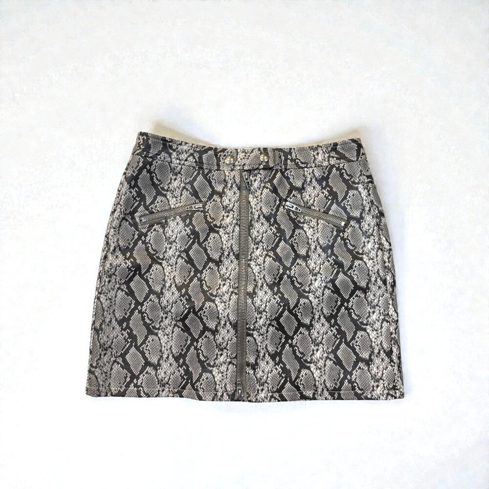 BlankNYC Snakeskin Print Mini Skirt – Size 26 -small – Front Zip Moto Style